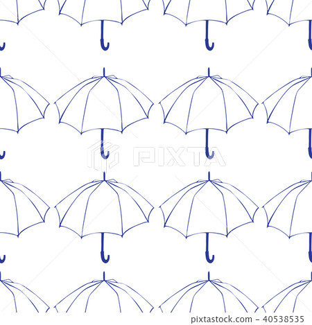 Seamless pattern with doodle umbrellas. For fabric 40538535