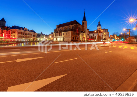 Annecy. Church of St. Maurice at sunset. Annecy. Church of St. Maurice at sunset. 40539639