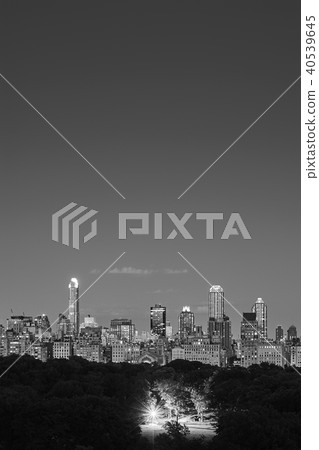 Manhattan skyline over the Central Park at night. Manhattan skyline over the Central Park at night. 40539645