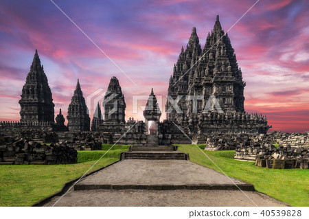 Prambanan Temple against sunrise sky. Indonesia Prambanan Temple against sunrise sky. Indonesia 40539828