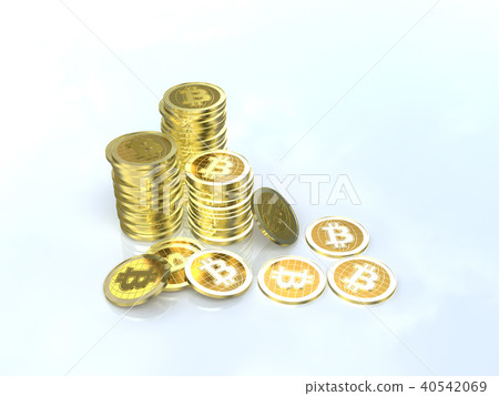 CG illustration coin piles bitcoin CG illustration coin piles bitcoin 40542069