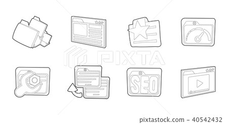 Folder icon set, outline style - Stock Illustration [40542432] - PIXTA