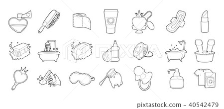 Personal hygiene icon set, outline style Personal hygiene icon set, outline style 40542479