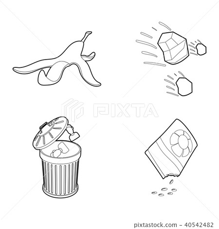 Garbage icon set, outline style Garbage icon set, outline style 40542482