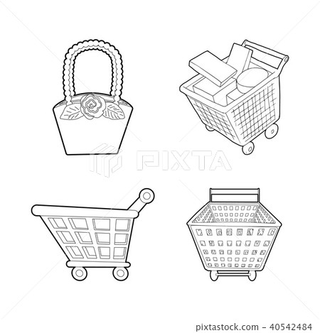 Basket icon set, outline style Basket icon set, outline style 40542484