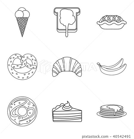 Bakery dessert icons set, outline style 40542491
