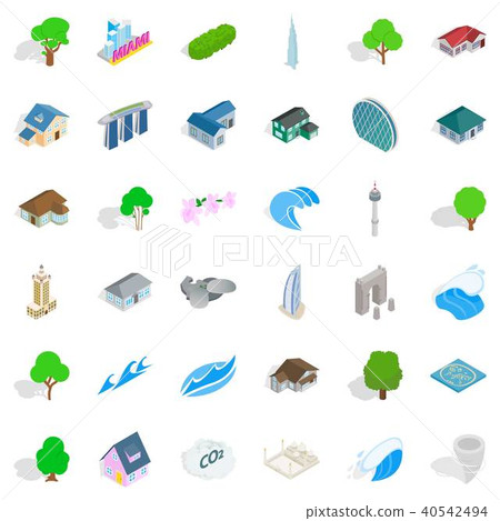 Town landscape icons set, isometric style Town landscape icons set, isometric style 40542494
