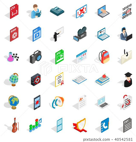 Computer screen icons set, isometric style - Stock Illustration ...
