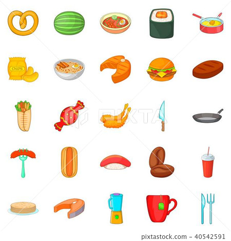 Rare food icons set, cartoon style 40542591