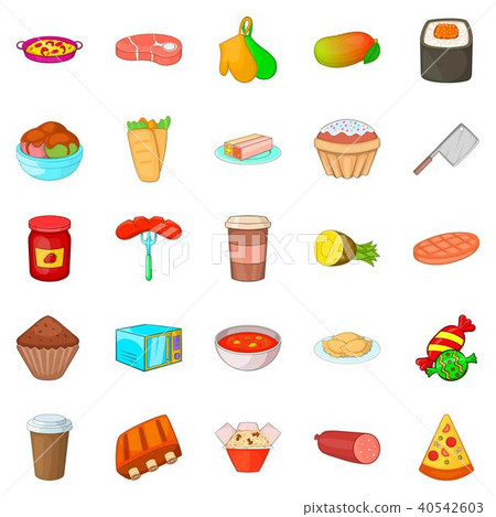 Street stall icons set, cartoon style 40542603