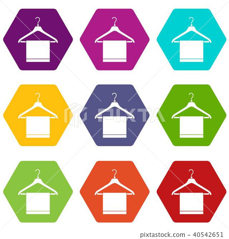 Hanger with cloth icon set color hexahedron 40542651