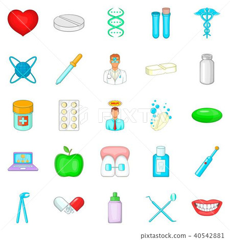 Oral icons set, cartoon style 40542881