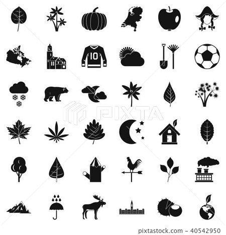 Leaf icons set, simple style Leaf icons set, simple style 40542950