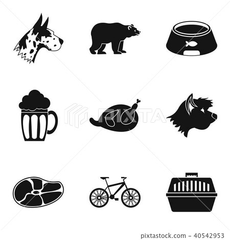 Pet animal icons set, simple style Pet animal icons set, simple style 40542953