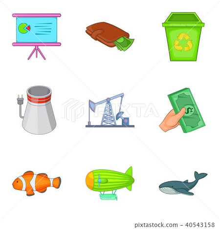 Destroy the nature icons set, cartoon style 40543158