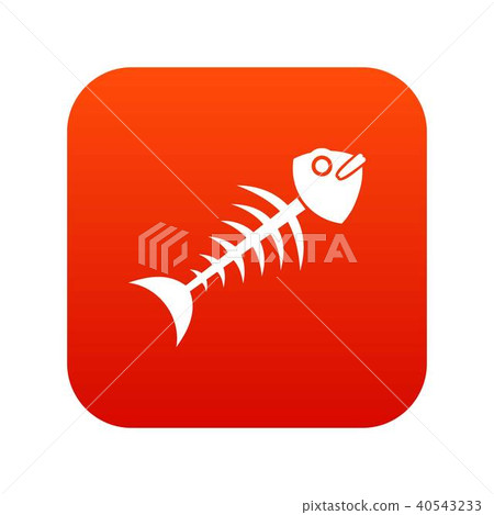 Fish bone icon digital red - Stock Illustration [40543233] - PIXTA
