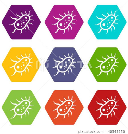 Bacteria centipede icon set color hexahedron 40543250