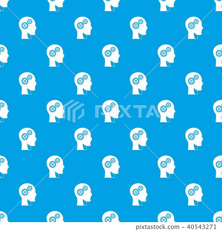 Gears in human head pattern seamless blue - Stock Illustration ...