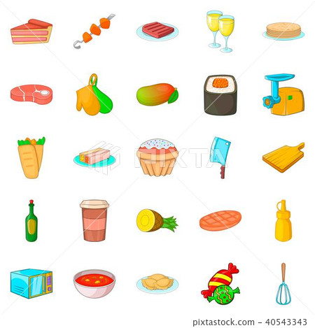 Supper icons set, cartoon style 40543343