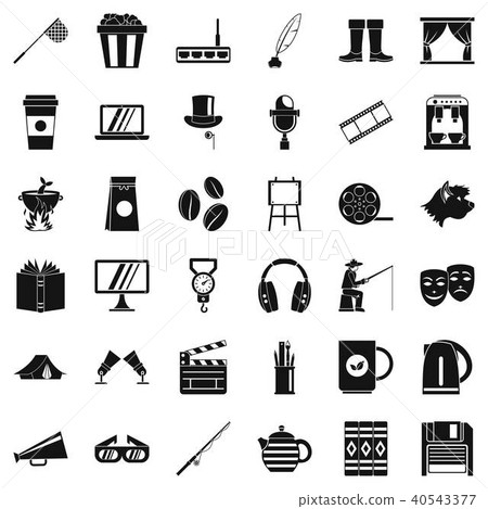 Popcorn icons set, simple style Popcorn icons set, simple style 40543377