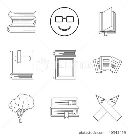 Increase of knowledge icons set, outline style Increase of knowledge icons set, outline style 40543459