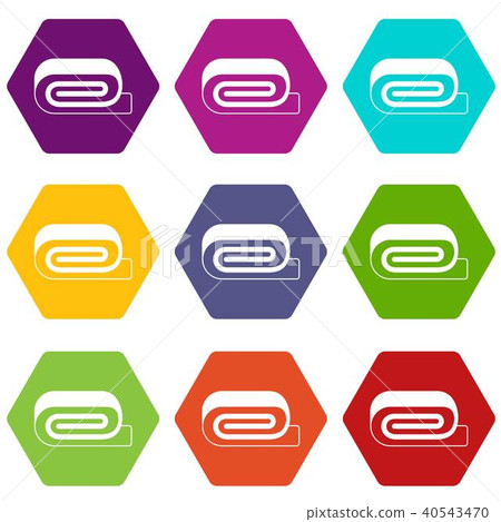Spa towel icon set color hexahedron Spa towel icon set color hexahedron 40543470