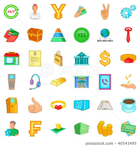 Crediting icons set, cartoon style 40543495