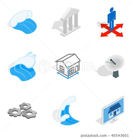 Electric capacity icons set, isometric style Electric capacity icons set, isometric style 40543601