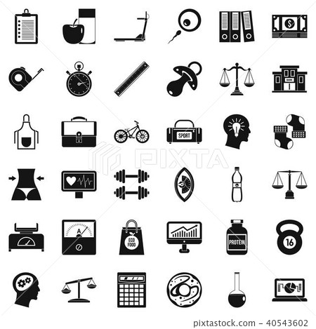 Protein icons set, simple style Protein icons set, simple style 40543602