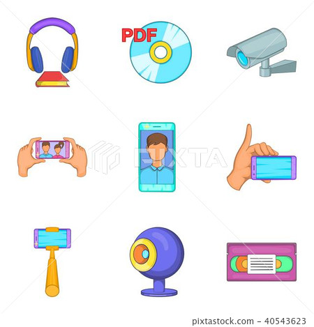 Digital earth icons set, cartoon style Digital earth icons set, cartoon style 40543623