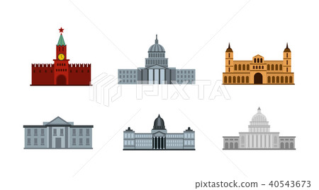 President building icon set, flat style 40543673