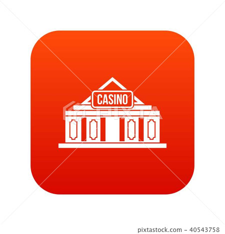 Casino building icon digital red 40543758