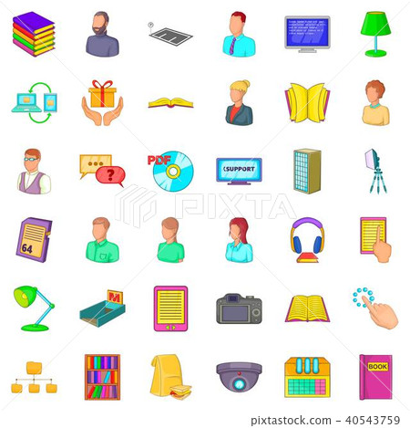 Library icons set, cartoon style 40543759