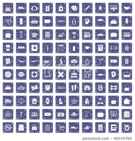 100 bag icons set grunge sapphire 40543760