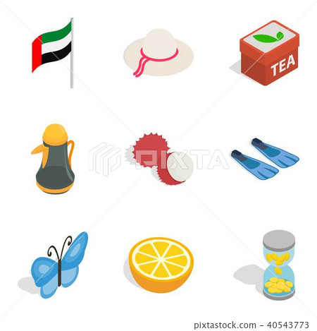 Emirate icons set, isometric style Emirate icons set, isometric style 40543773