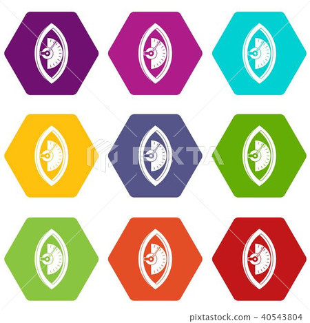 Hand power meter icon set color hexahedron Hand power meter icon set color hexahedron 40543804