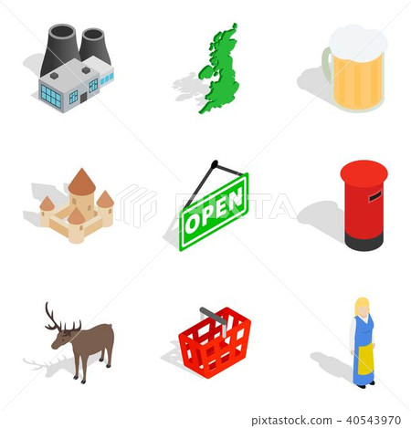 Euro area icons set, isometric style 40543970