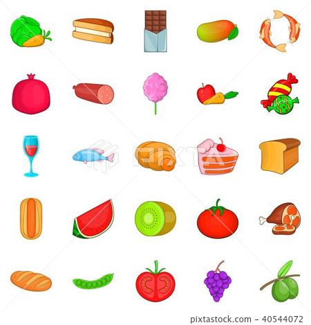 Overeat icons set, cartoon style 40544072
