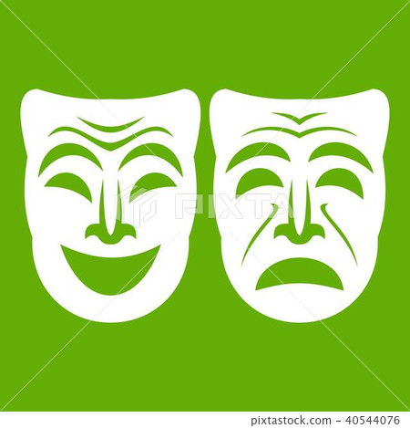 Happy and sad mask icon green Happy and sad mask icon green 40544076