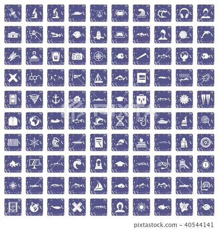 100 oceanologist icons set grunge sapphire 40544141