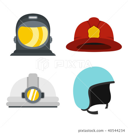 Helmet icon set, flat style 40544234