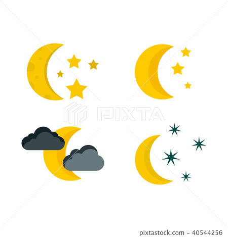 Moon icon set, flat style Moon icon set, flat style 40544256