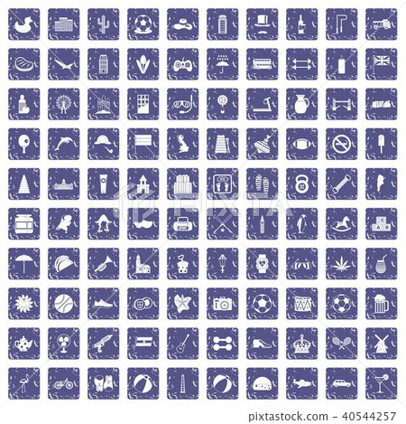 100 ball icons set grunge sapphire 40544257