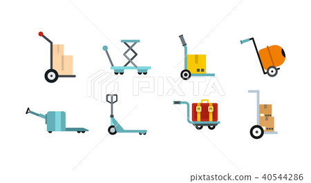 Wharehouse cart icon set, flat style 40544286
