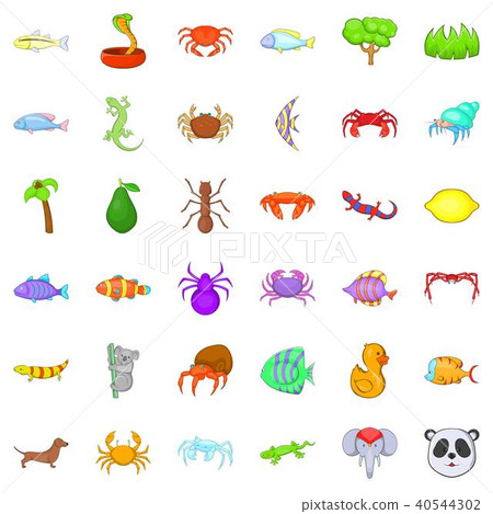 Spring icons set, cartoon style Spring icons set, cartoon style 40544302