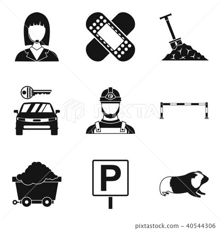 Difficult work icons set, simple style 40544306