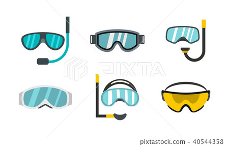 Sport glasses icon set, flat style 40544358