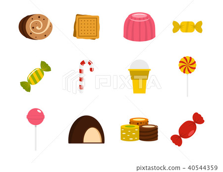 Candy icon set, flat style 40544359