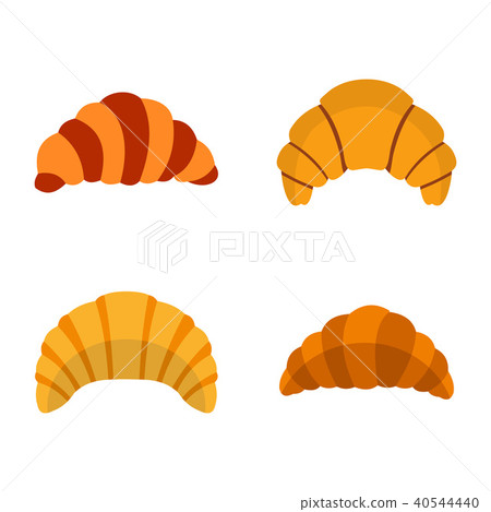 Croissant icon set, flat style Croissant icon set, flat style 40544440