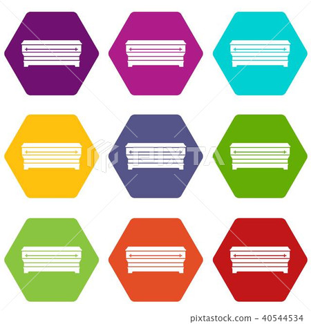 Coffin icon set color hexahedron 40544534